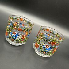 Vintage Corning Country Festival Glasses Blue Birds 1970s Libbey Juice Cups picture
