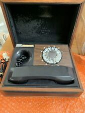 Retro 60/70s DECOTEL rotary Phone In Vintage Leather/ Wood Case w/ Original Cord picture