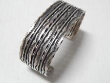 XTRA NICE VINTAGE NAVAJO INDIAN WIDE CUFF STERLING HAND STAMPED BRACELET picture