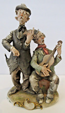 VINTAGE Italy Giuseppe Cappe Glazed Porcelain Figurine Musicians Buskers 1960s picture