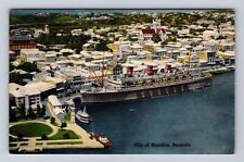 Hamilton-Bermuda, Aerial Of City Area, Antique, Vintage Souvenir Postcard picture