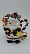 Jay Imports Ceramic Santa Tea Pot 1997 Christmas Holiday Teddy Bear 3 piece picture