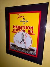 Marathon  Motor Oil Gas Service Station Garage Bar Man Cave Advertising Sign picture