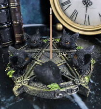 Celtic Wiccan Pentagram Ivy Penta 5 Black Cats Witching Hour Incense Burner picture