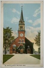 1915-1930 St. Mary’s Church Postcard Waltham Massachusetts  picture