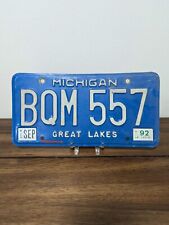 1992 Michigan License Plate Great Lakes Blue # BQM 557 picture