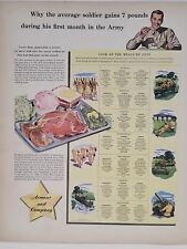 1942 Armour Meats Fortune WW2 Print Ad Q3 U.S. Army Rations Menu Soldier tank picture