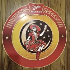 Vintage Miller High Life Beer Girl On The Moon Tin Advertising Sign 36”x35” RARE picture