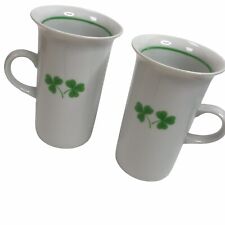 Toscany Feeney Green Irish Coffee Double Clover Mug 2 piece set Shamrock Cup picture