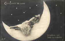 Papermoon Paper Moon Woman Croissants de Lune c1905 Real Photo Postcard picture