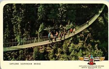 North Vancouver BC Capilano Suspension Bridge Vtg Postcard View Unused picture