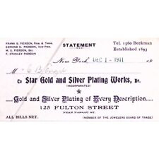 1911 NEW YORK STAR GOLD AND SILVER PLATING WORKS  BILLHEAD INVOICE  Z175 picture