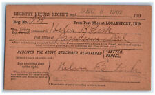 1902 Registry Return Receipt Helen B Fisk Logansport Indiana IN Postcard picture