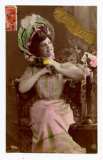 c 1909 Glamour Glamor ELEGANT DRESS FASHION Lady Woman photo postcard picture