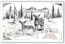 c1940 Greetings From Lucky Star Cafe Deer Bowman North Dakota Vintage Postcard picture