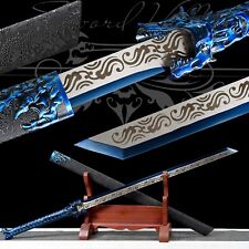 110cm Handmade Katana/High-Quality Blade/Fighting Master/Blue/Dragon sword picture