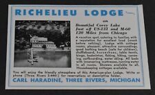 1951 Print Ad Michigan Three Rivers Richelieu Lodge Corey Lake Bathing Beach art picture