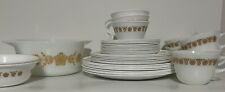 Vintage Corelle Pyrex Golden Butterfly Set of 36 Pieces Dinnerware White  picture