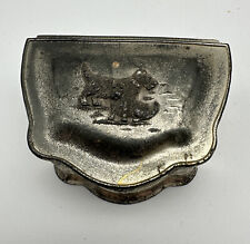 Vintage Terrier Metal Wood  Trinket Box Etched Silvertone Jewelry Box picture