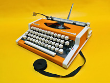 Olympia Traveller De Luxe Working TYPEWRITER with Case Orange Typewriter 70 Gift picture