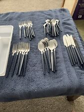 Vintage Black Handled Stainless Steel Set. 48 Pieces Minus 1 Big Fork 47 Pieces picture