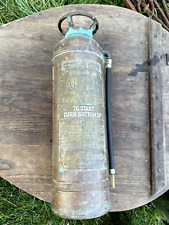Vintage Antique Alert Brass Fire Extinguisher Copper 2.5 gallon EMPTY With Hose picture