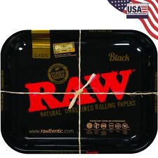 RAW Black Metal Rolling Tray - Large - 14'' x 11 '' x 1'' | Modern Stylish Desig picture