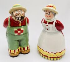 CB Papa & Granny Smith Kissing Ceramic Salt and Pepper Shakers Apple Blossom picture