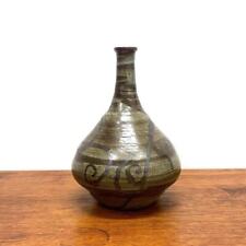 Vintage Studio Pottery Stoneware Bud Vase Swirl Design Artist Signed Pennebacker picture