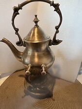 RARE vintage brass tipping teapot with stand picture