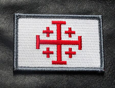 JERUSALEM CROSS INFIDEL CRUSADER EMBROIDERED HOOK PATCH WHT/RED  picture