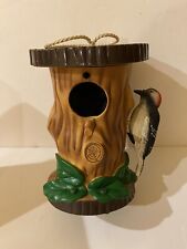2000 Gemmy Living Garden WOODPECKER GOLDFINCH Animated Musical KNOCK ON WOOD picture