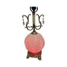 Vintage Victorian Style Beaded Drape Glass White Ornate Globe Lamp Pink Boudoir picture