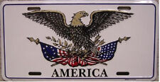 AMERICAN EAGLE PATRIOTIC USA WHITE Aluminum Embossed License Plate picture