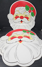 6 Vintage Town & Country Vinyl Christmas Placemats Santa Face 15x15 Hong Kong picture