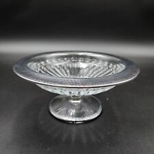 Vintage Art Deco Cut Glass Bowl With Silver Rim Pedestal Footed Mayonaise Dish  picture