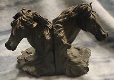 Pair Resin Black Stallion Horse Bust Head Bookends 6