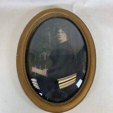 c1880's Antique Oval Convex Bubble Glass Portrait Wooden Frame 23