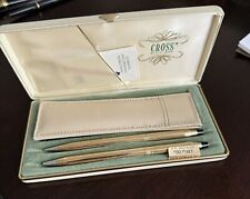 Cross 10k Gold Filled Ballpoint Pen and Pencil Set vintage W/leather Case. picture