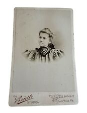 Antique Studio Portrait Cabinet Card Young Woman Choker Necklace Phiadelphia PA picture
