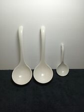 Vintage 3 White Porcelain Ceramic Soup Ladle 2 x 9.5 in & 1 x 6 in. picture