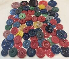 Vintage Old Colorful Celluloids Plastics 81 Buttons Lot Mixed Variety Sets picture