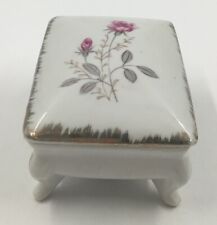 Vintage Romantic Covered Trinket / Ring Dish With Roses & Gold picture