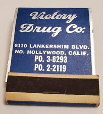Vintage Victory Drug Co., FULL matchbook; 1950’s; Unused;NOS;  (Calif) picture