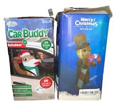 Lot Of 2 Holiday Blow Ups Reindeer Car Buddy And Gingerbread Man picture