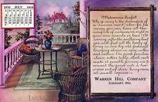ELKHART IN - Warren Hill Company July 1910 Midsummer Comfort Calendar Postcard picture