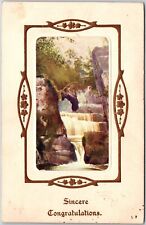 1912 Sincere Congratulations Landscape Waterfalls Bordered Posted Postcard picture