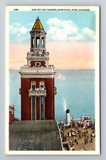 Chicago IL-Illinois, Aerial Towers Municipal Pier, Antique, Vintage Postcard picture