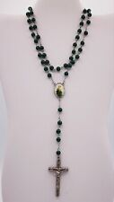 Vintage J.X.P. PAX AMOR Green Beaded Rosary M177 picture