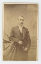 Antique ID'd CDV c1870s Handsome Man Mustache Named Meritt Connersville, IN picture